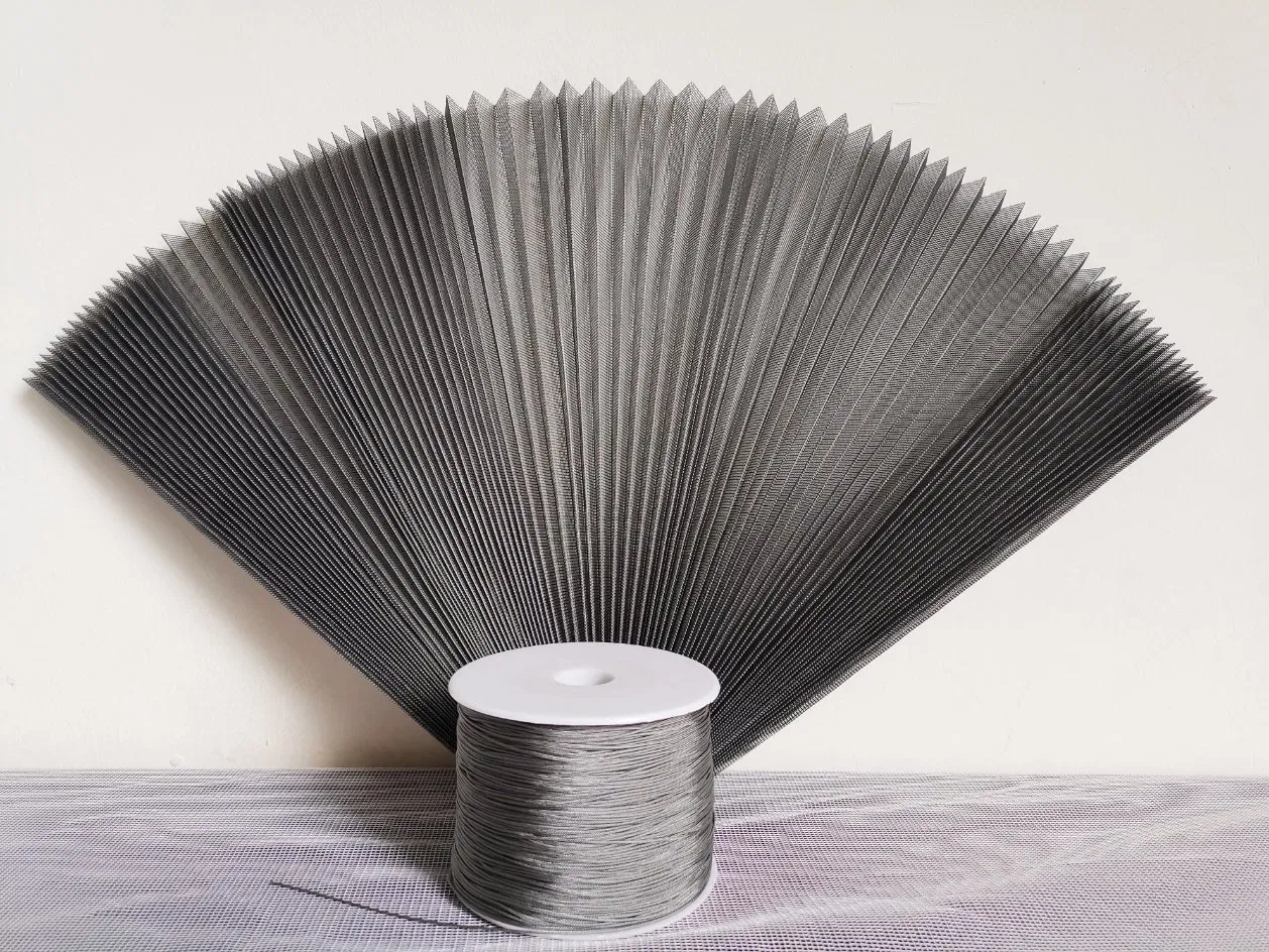 18*18 Mesh 15mm Folding Net Waterproof Plisse Insect Screen 1.50-3.20m Height Gray Mesh Black Mesh Polyester Pleated Window Screen Net