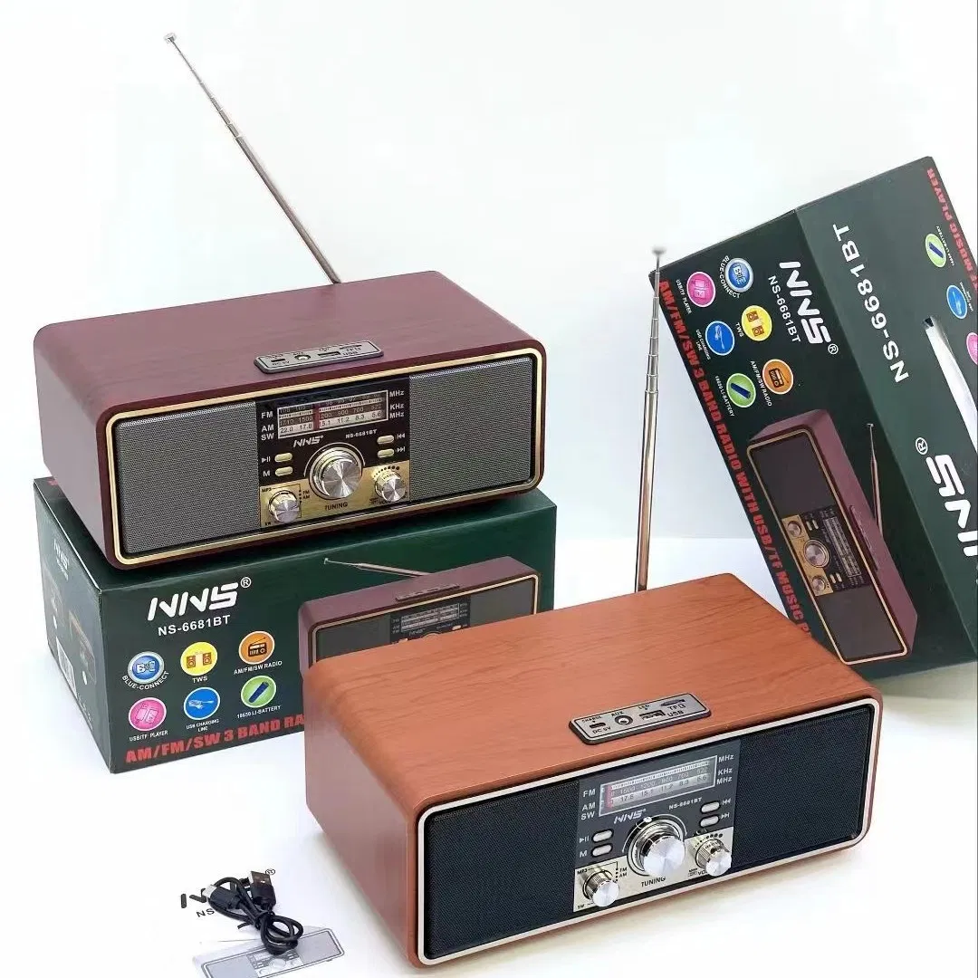Радио-колонка NS-6681BT в деревянном корпусе с Bluetooth