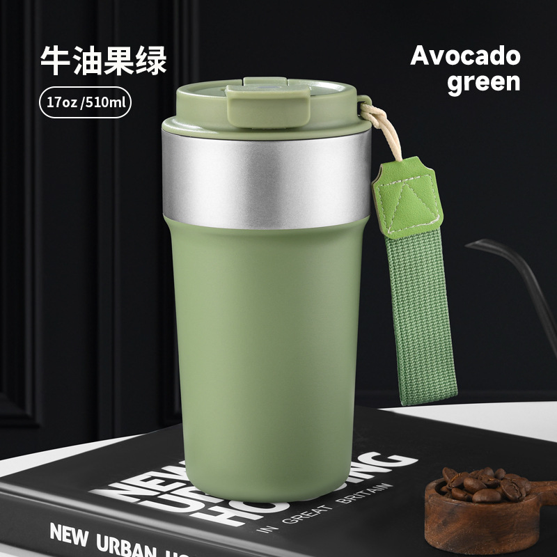 510ml Straw Lid Double Drinking Bottle Stainless Steel Vacuum Tea Coffee Cups