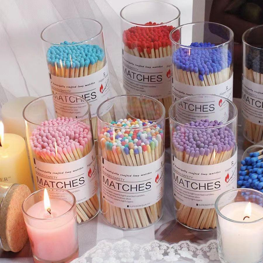 Matches in Glass Jar Long Safety Candle Matches Hotel Matchsticks