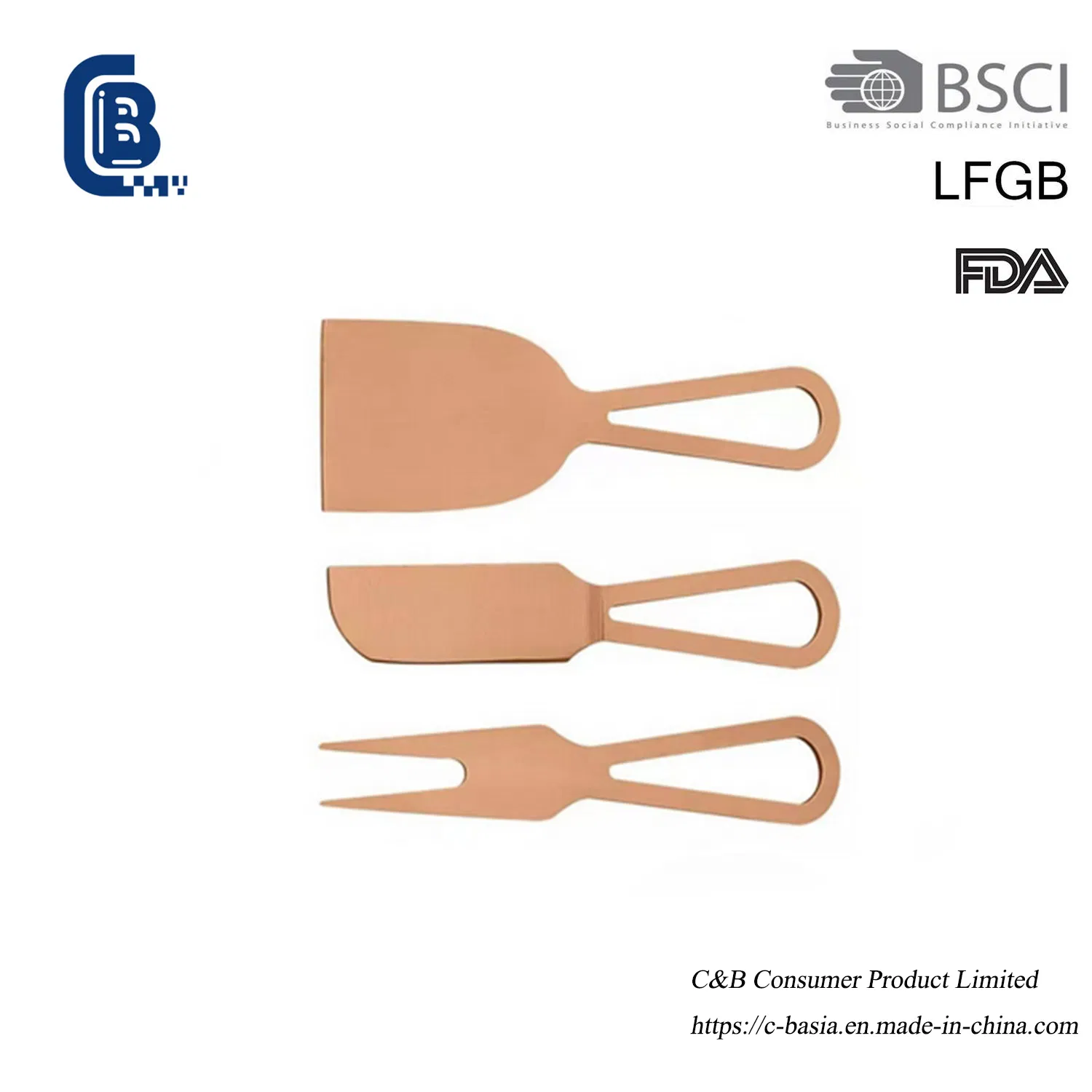 Набор из 3 ножей для сыра, золотистые