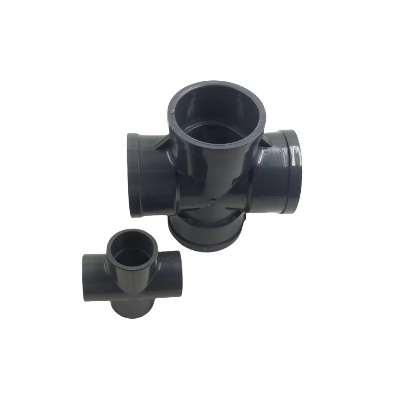 Plastic PVC Four Way Cross Pipe Fittings Connector for Plumbing Systems