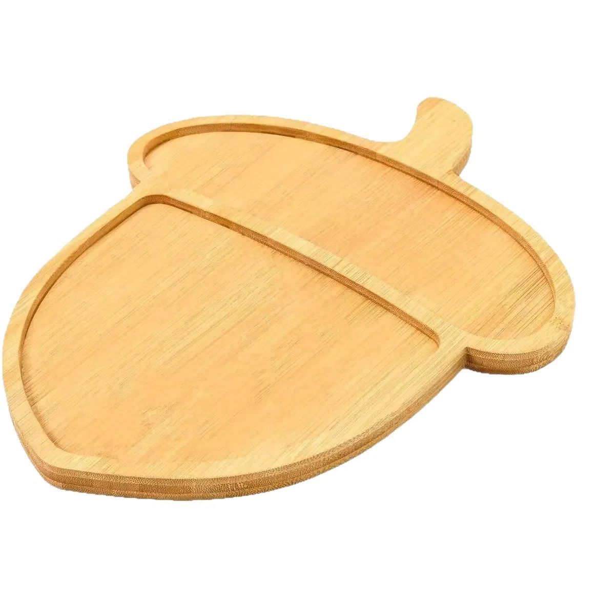 Natural Bamboo Wood Leaf Shaped Serving Tray for Fruit Dessert Dining Table