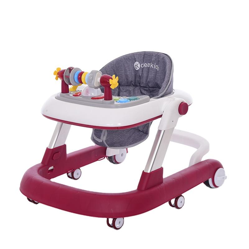 2024 Wholesale Cheap 4 in 1 Baby Products Toys/Sit-to-Stand Learning Walker/ Car Design Music Walking Kid Baby Walker with Locking Wheels and Seat