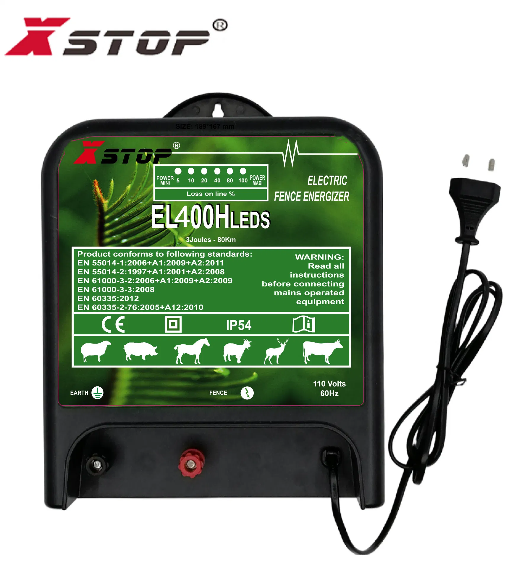 110 Volts Electric Farm Fencing System Xstop Electronic Fence Energizer EL400hleds