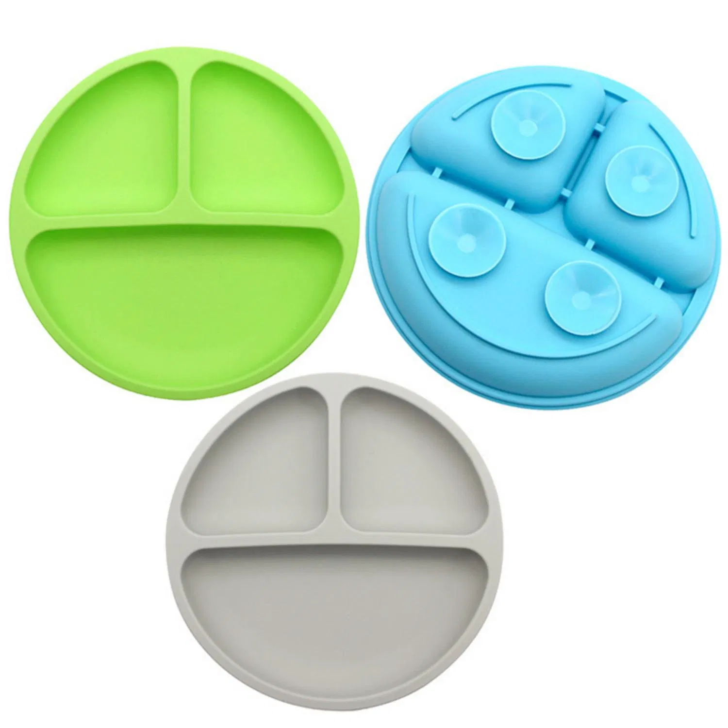 Customized Shape Wholesale Silicone Dinner Plate Non-Slip Divided Plate