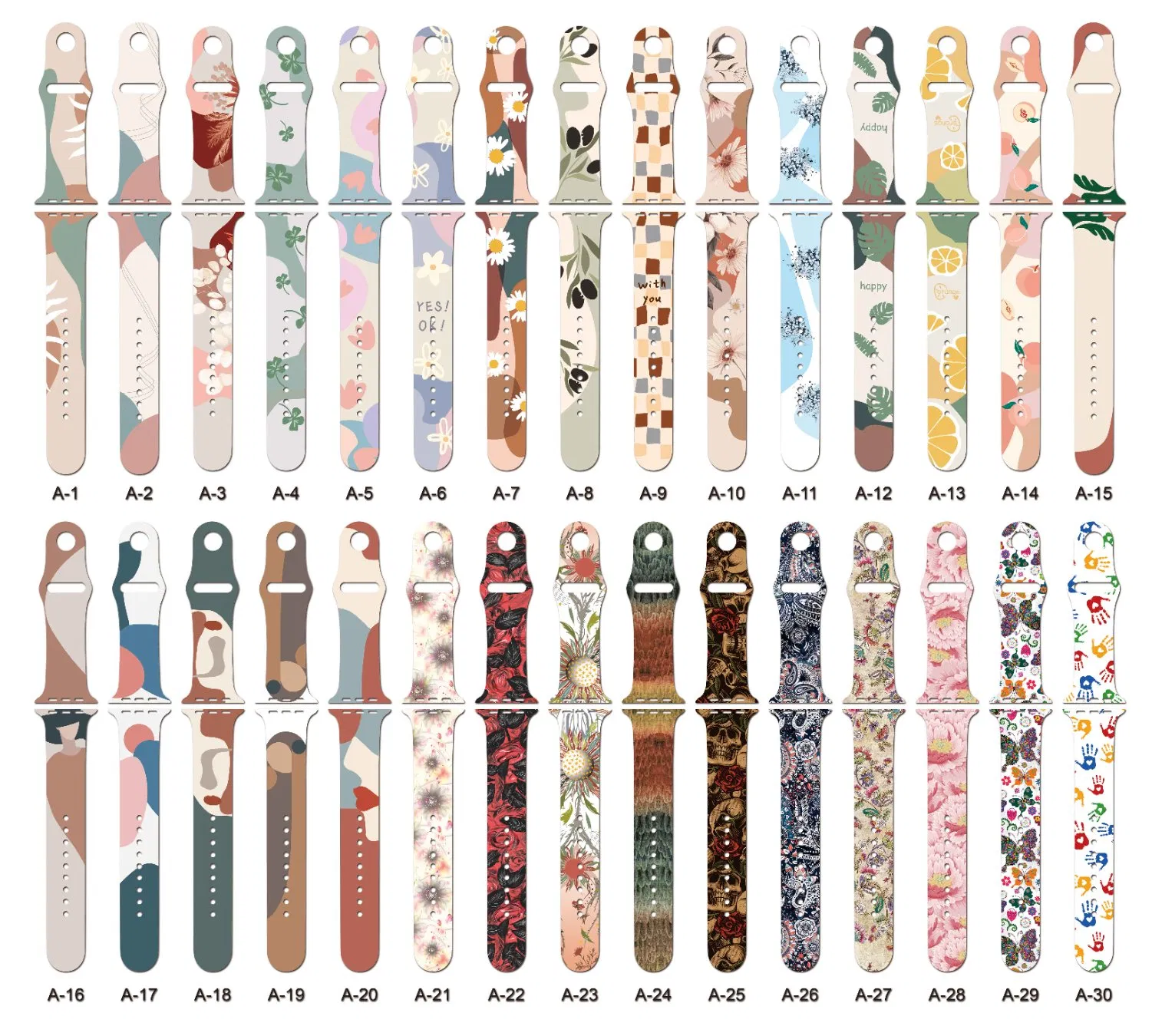 Flower Plant Pattern Watch Strap for Apple Watch Ultra iWatch 38mm 40mm 42mm 45mm 49mm