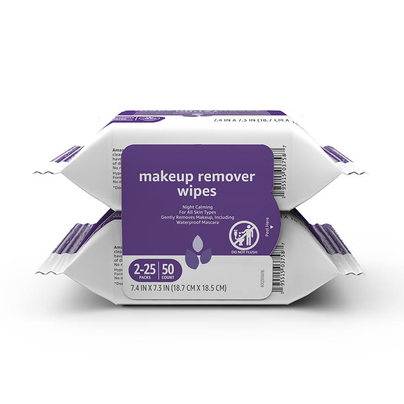 50PCS/2pack Makeup Remover Wet Wipes Disposable Makeup Remover Wipes Facial Cleansing Private Label Makeup Remover Wipes