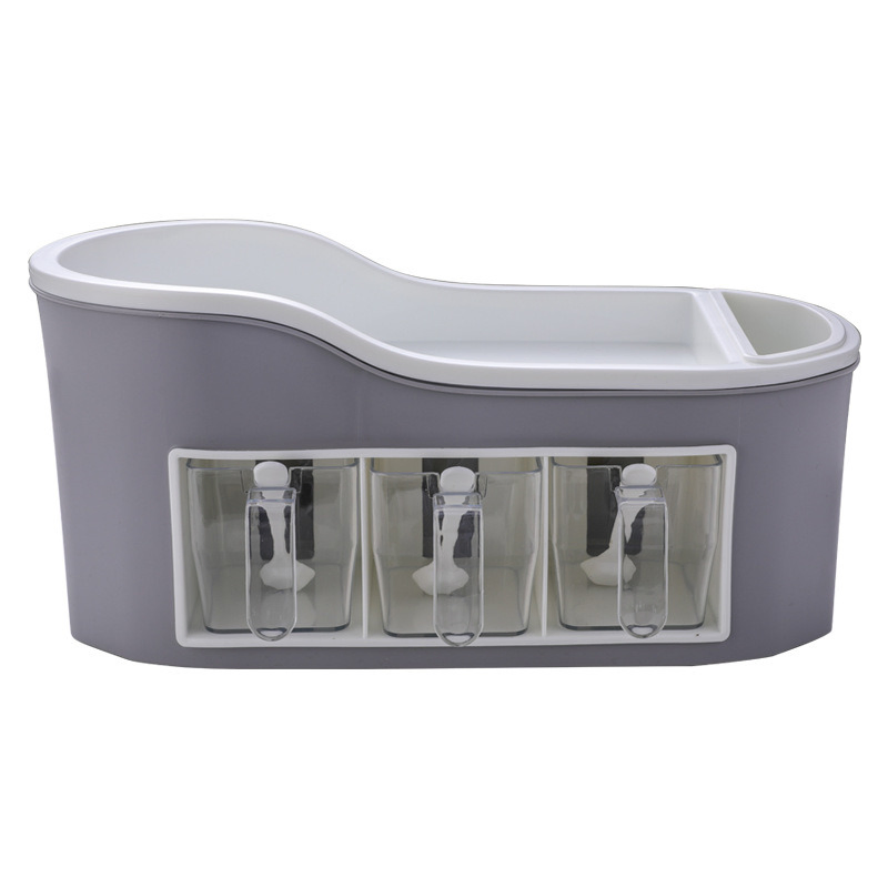 Plastic Seasoning Condiment Transparent Storage Box Set Mi22691