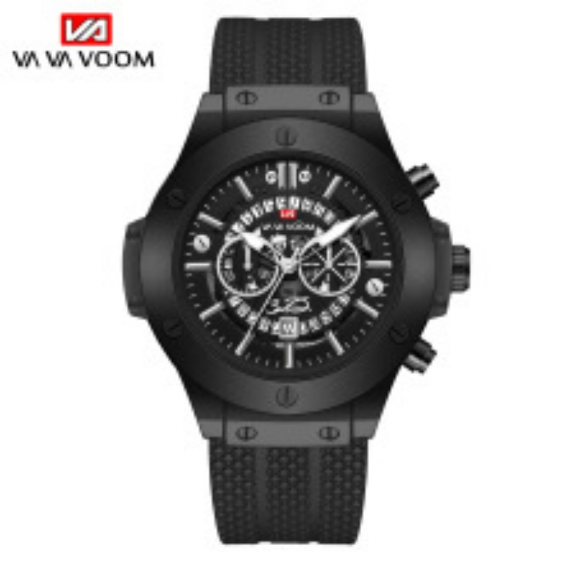 Hollow Skeleton Dial Men's Sports Watch Window Silicone Strap Waterproof Quartz Watch