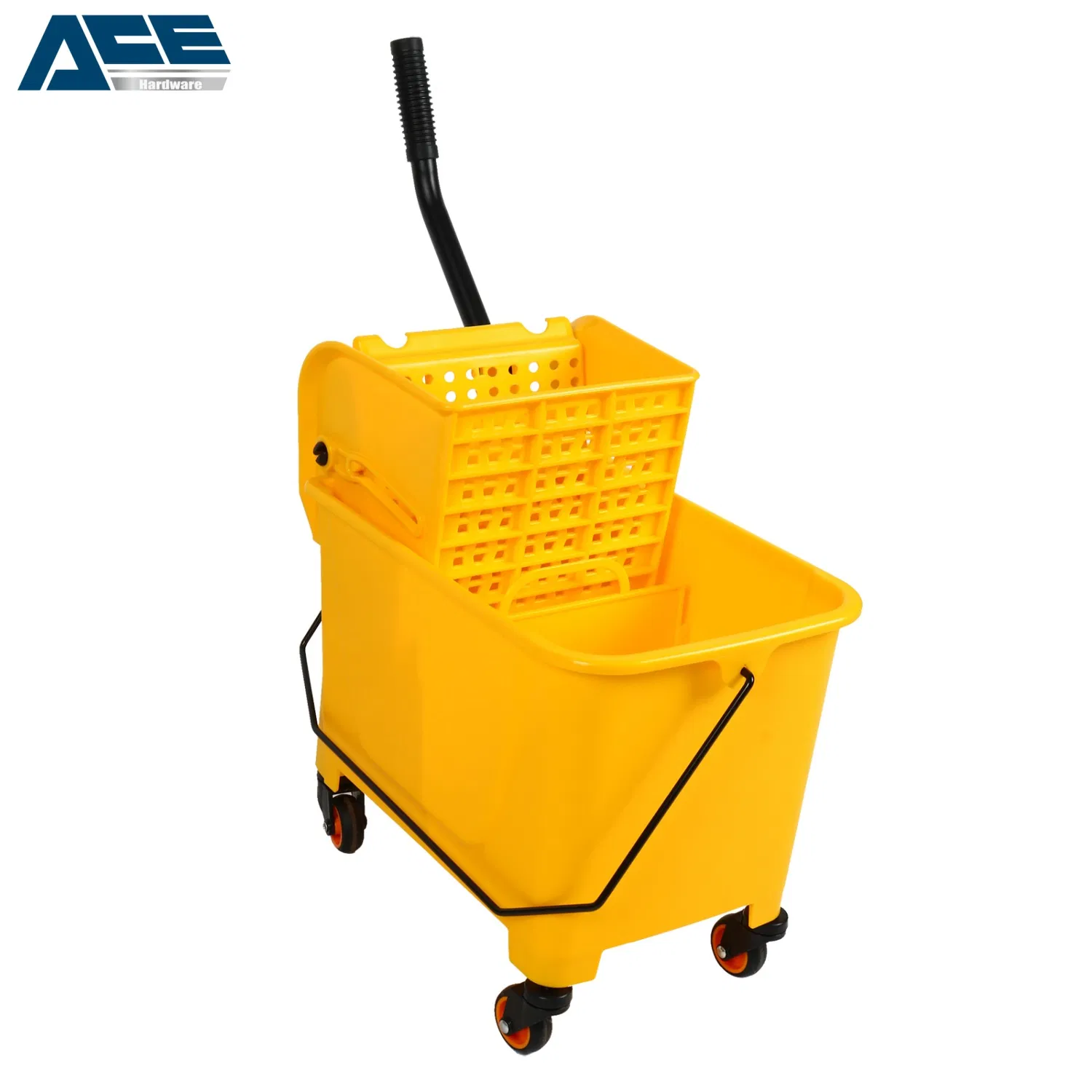 Plastic Mop Wringer Cart - Heavy Duty Leakproof Water Extraction Trolley for Restaurant