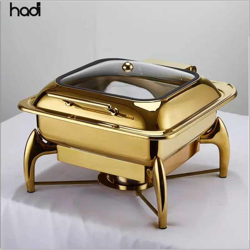 2025 New Arrival Catering Chafing Dish of Buffet Catering Stainless Steel Full Szie 5 Star Hotel Buffet Chafing Dish Gold