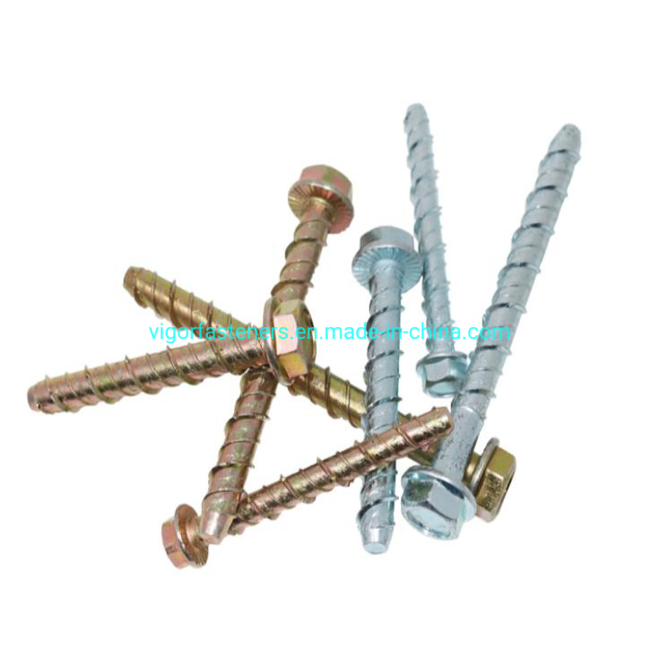 Zinc Plated Hex Flange Head Masonry Screw Masonry Bolt Concrete Screw Anchor Bolt Masonry Anchor Cement Anchor for Building Construction