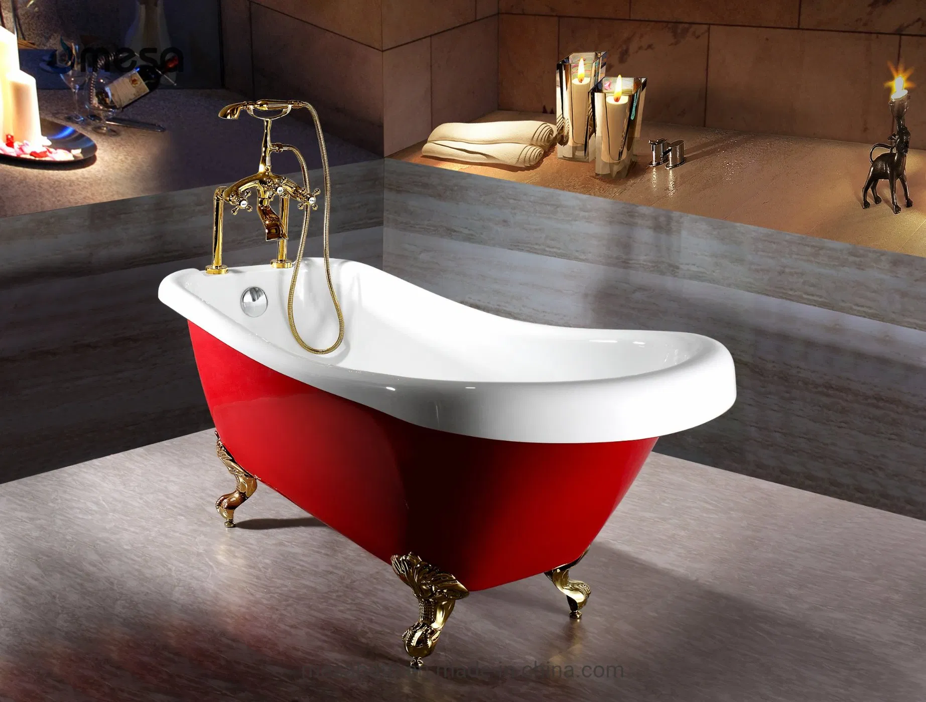 Переносная акриловая ванна на ножках в винтажном стиле