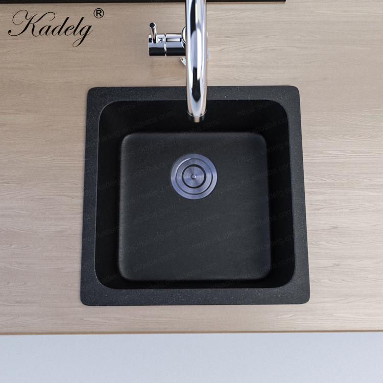 Factory Sell Undermount White Single Bowl Square Quartz Waterfall Sink Kitchen Sink