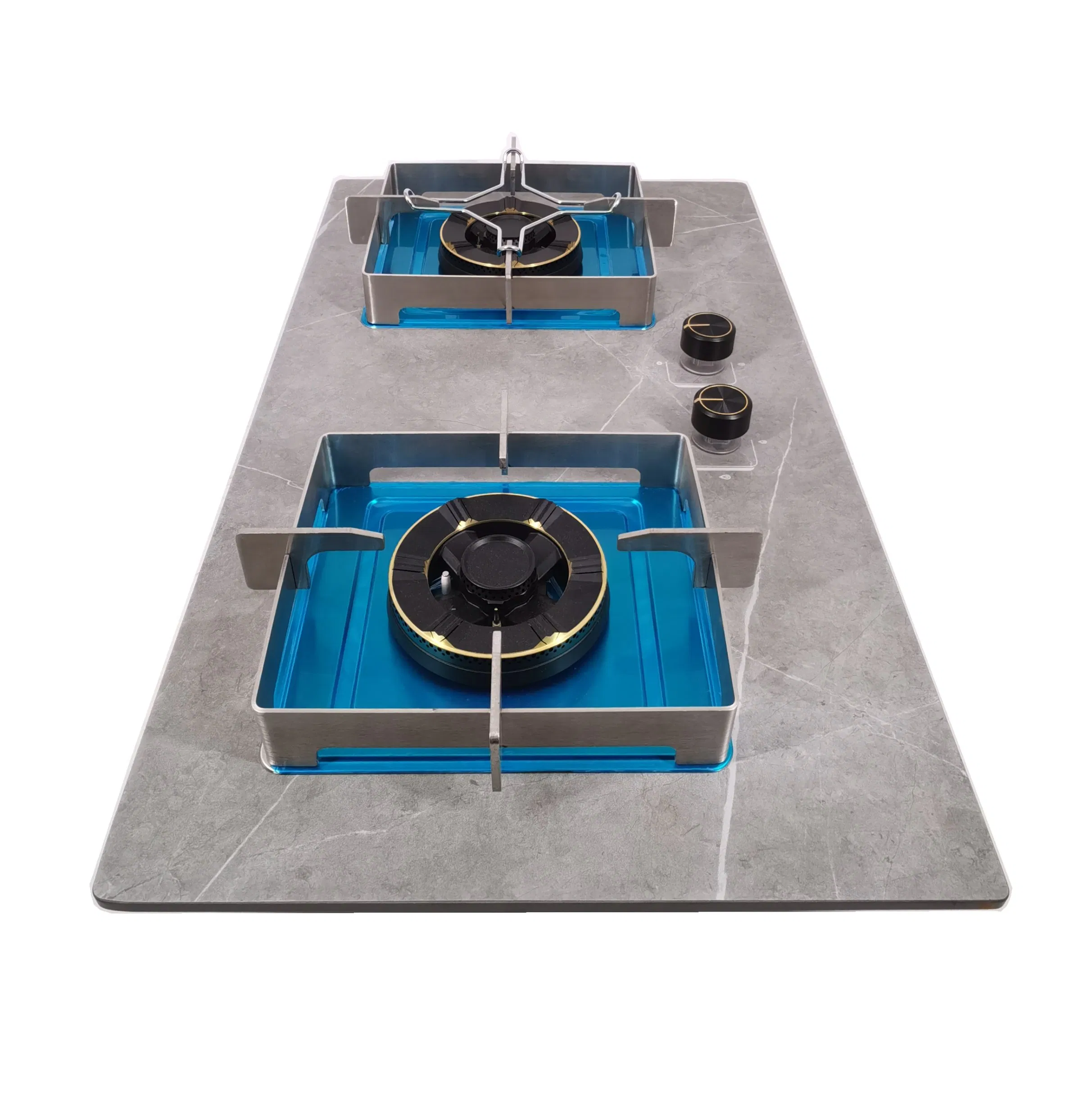 Goldk GS-163 Premium Quality Black 2 Burner Build-in Tempered Glass Gas Stove