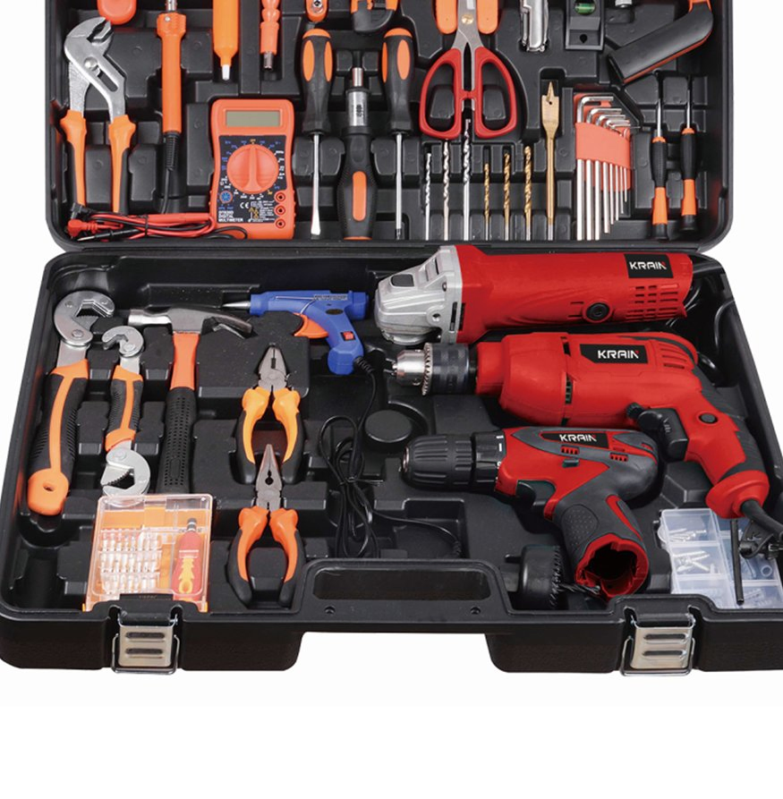 550W Impact Drill Angle Grinder Drill Set Box Tool Hand Drilling Machine Power Tools Electric Power Tool Krain Impact Drill