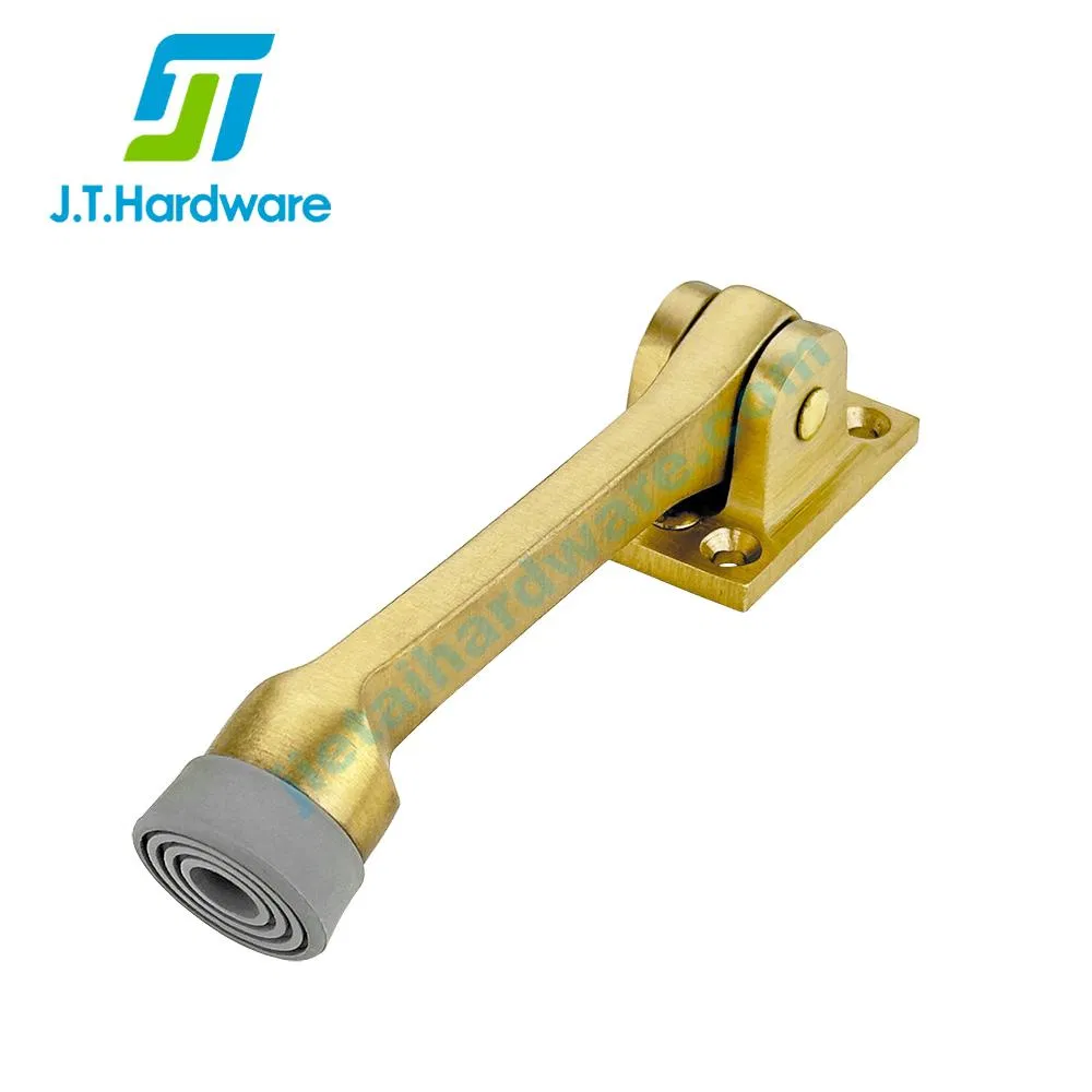 Jthardware Kick-Down Heavy Rubber Tip Gold Brass Door Stoppe Holder for Metal Door
