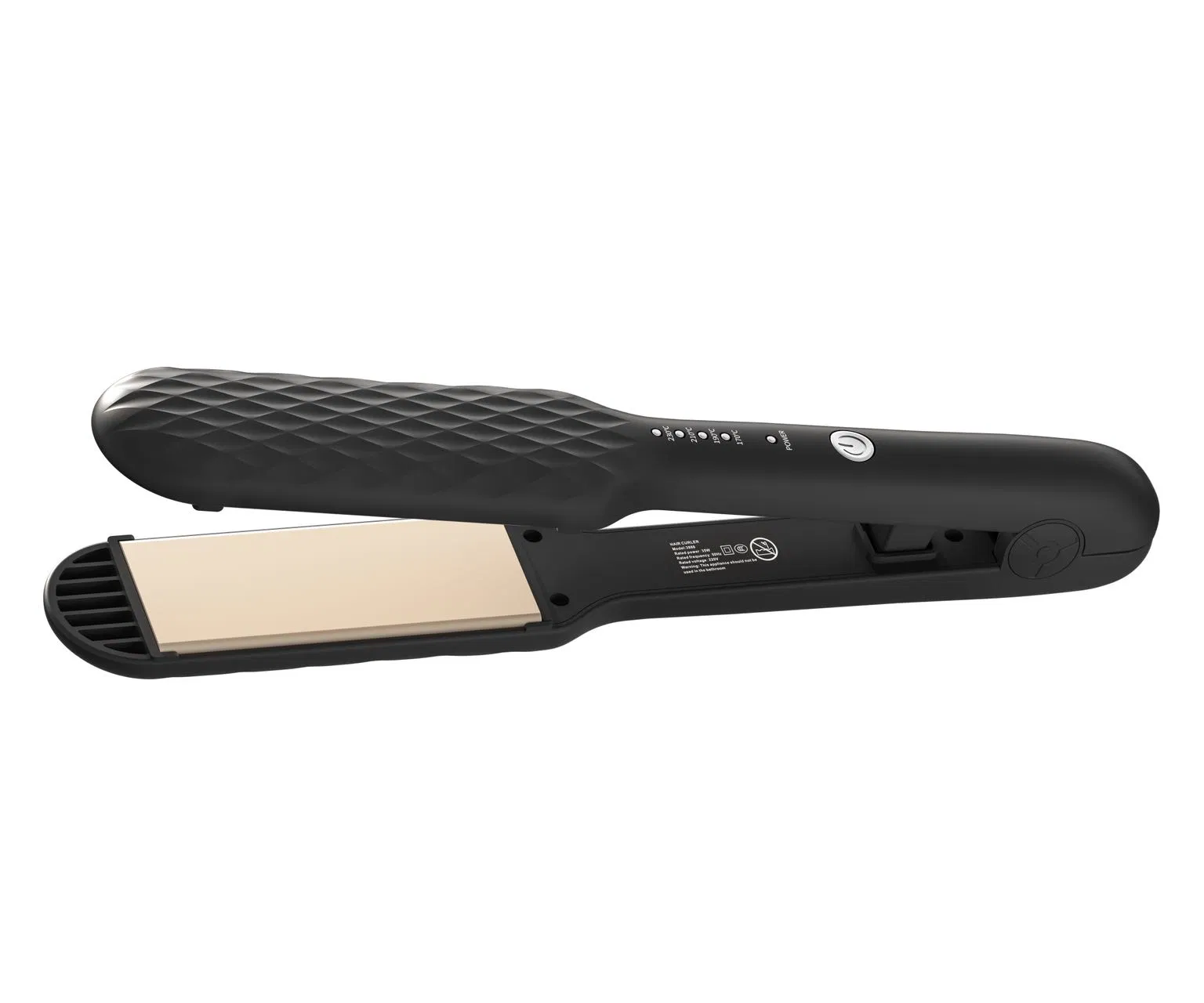 Portable Hair Straightener and Curler with Dual Voltage, Black and White