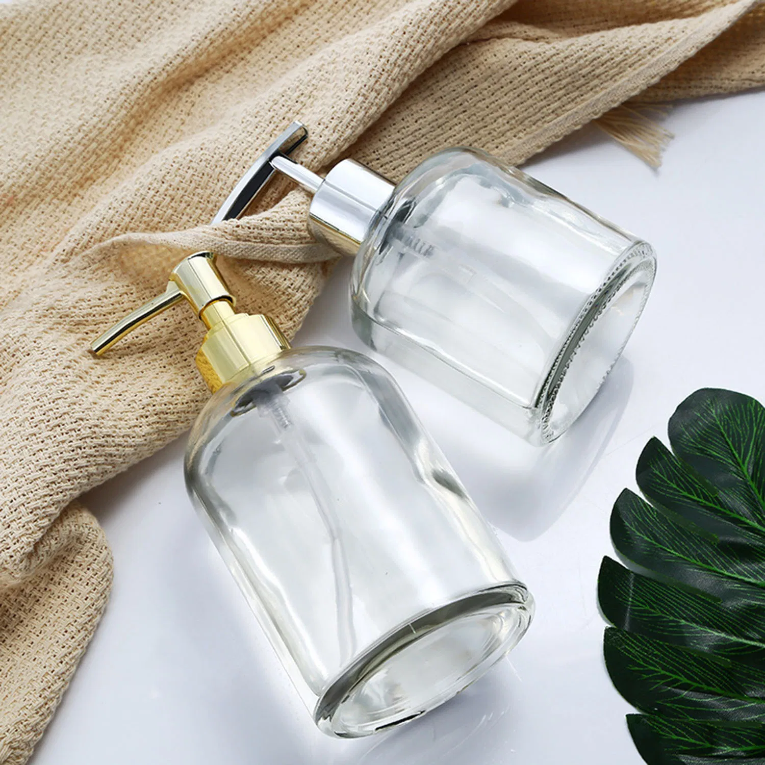 350ml/450ml Bath Soap Dispenser Glass Soap Dispenser with Pump Bathroom Hand Soap Dispenser Dish Soap Dispenser Kitchen, Clear Soap Dispenser