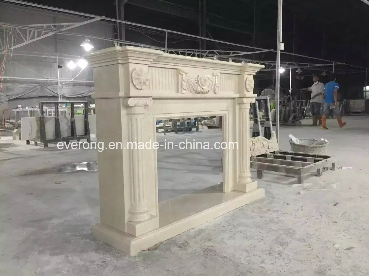 Natural Black Marble Carving Fireplace Mantel/Surround Fireplace