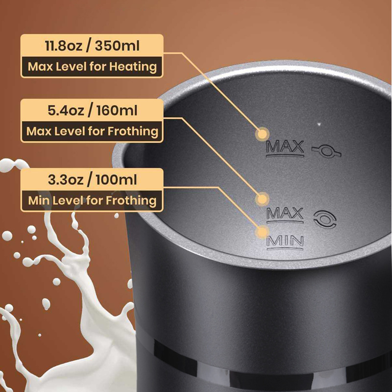 4-in-1 Electric Milk Frother and Heater, 350ml, Hot & Cold Frothing, Automatic, Stainless Steel