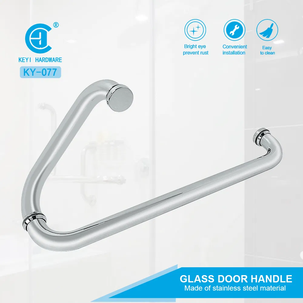Round Tube Stainless Steel Bathroom Glass Door Handle