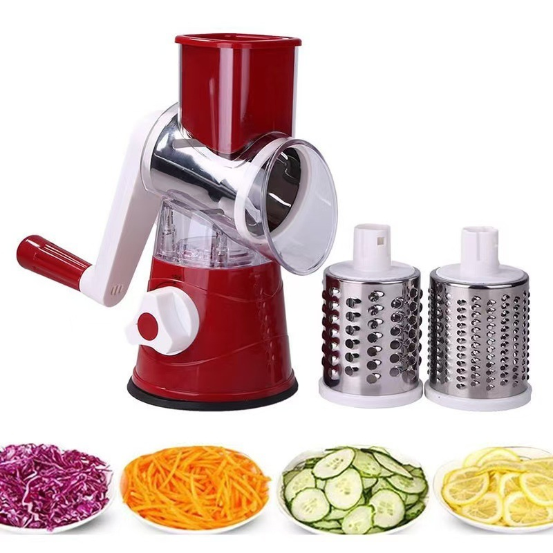 in Stock 3 in 1 Rotary Cheese Grater Round Tumbling Box Shredder Drum Multifunctional Fruit & Vegetable Cutter with Handle