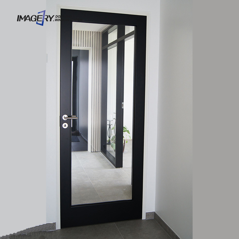 Waterproof Soundproof Classical Durable Wooden Colored Aluminum Casement Interior Glass Doors Special for Bathroom/Kitchen/Toilet