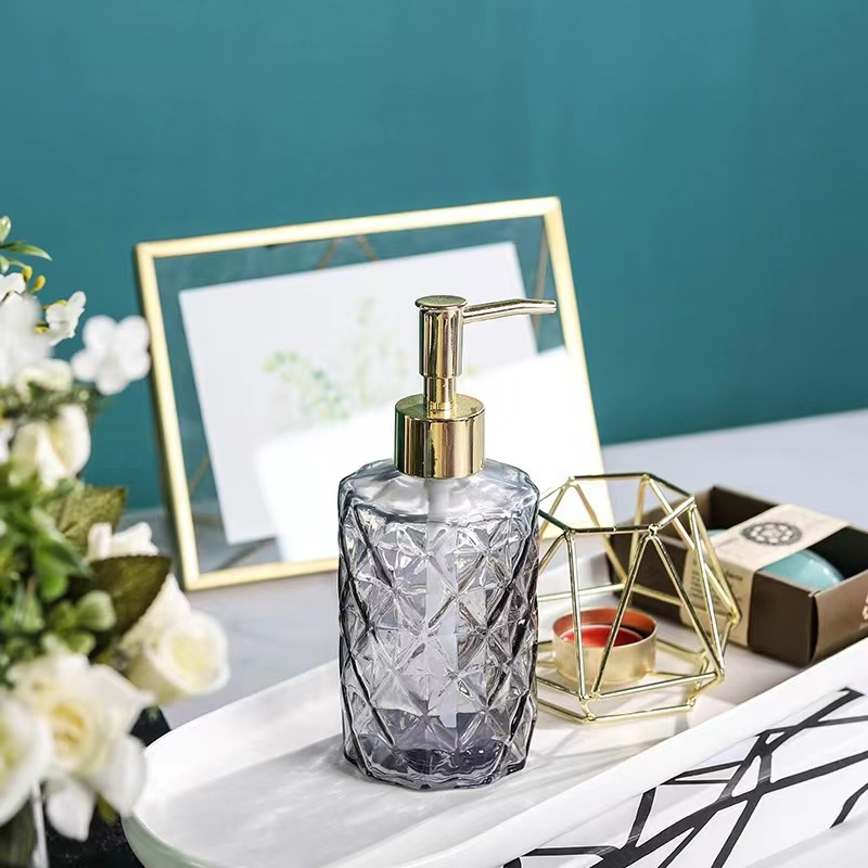 Elegant 330ml Round Glass Lotion Bottle with Steel Pump