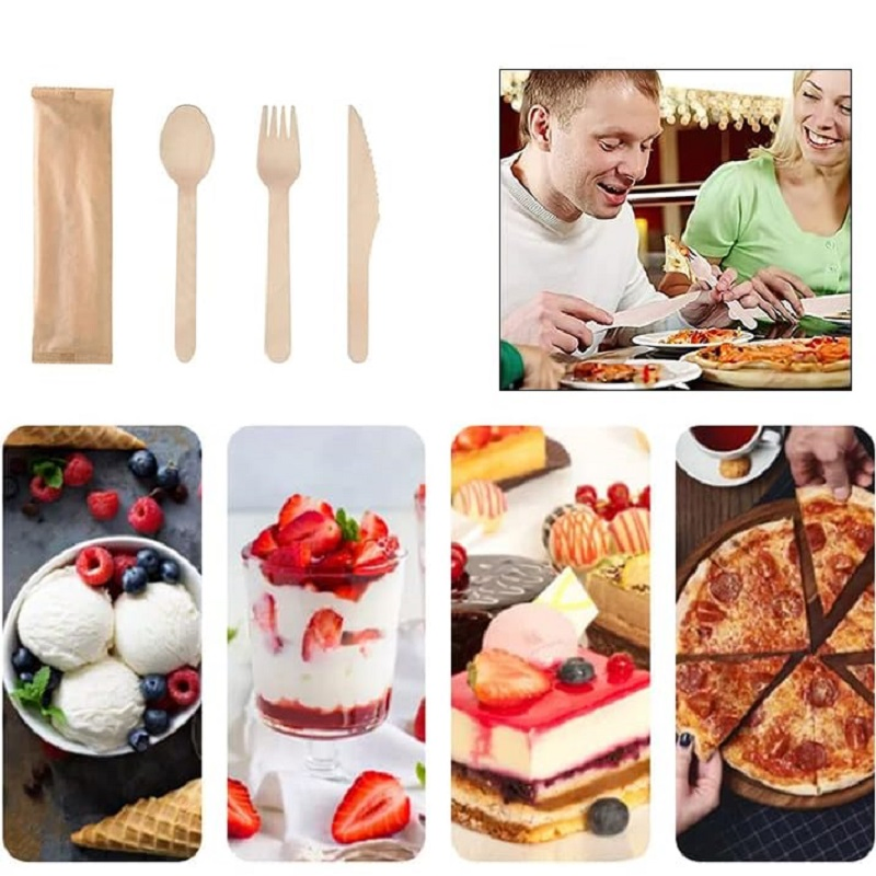 Set of 10 Disposable Wooden Sparking Spoons, Fork