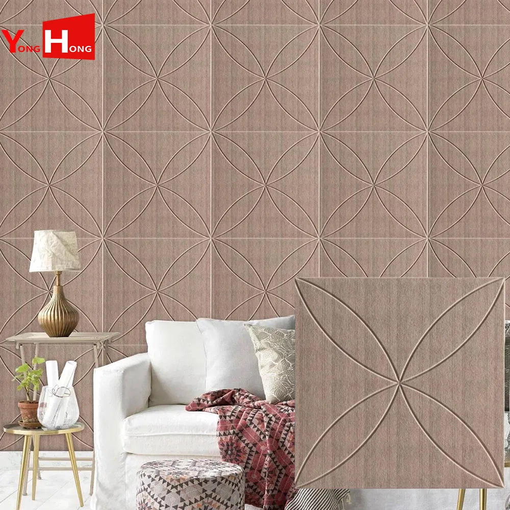 600*2400mm Nature Wood Veneer Pet Felt Wood Acoustic Panel