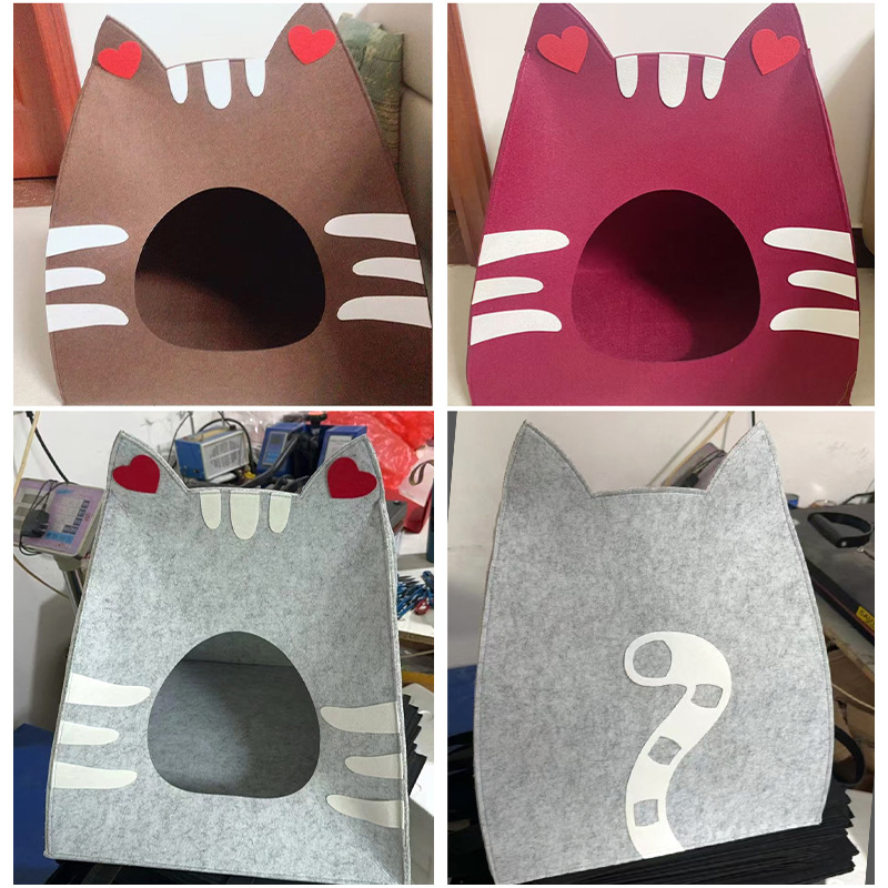 Large Washable Felt Cat Bed for All Seasons