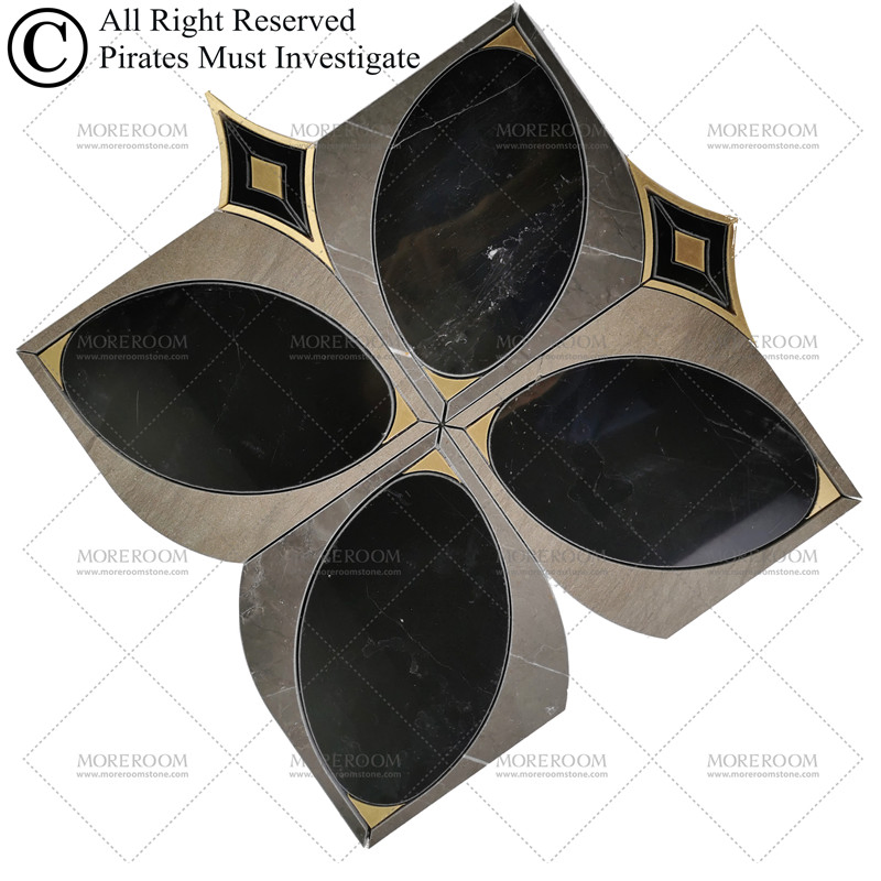 Мозаика Nero Marquina с латунными вставками