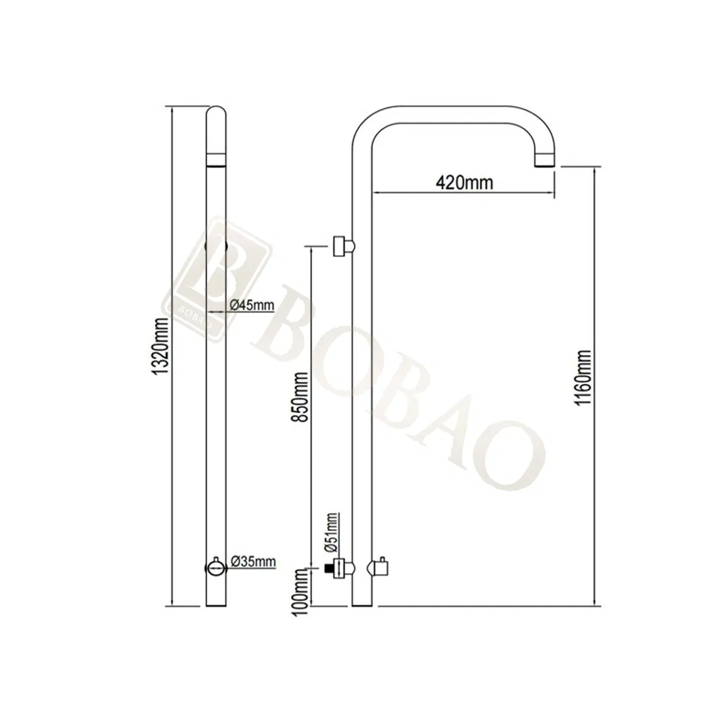 Bath & Shower Column Stainless Steel Outdoor Pool Shower