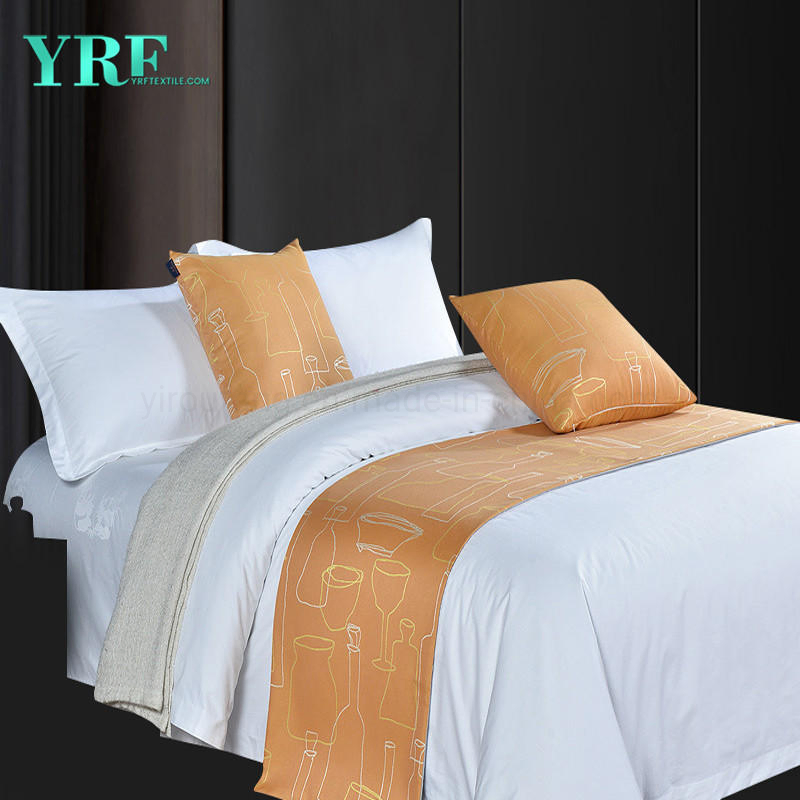 High-End Guest Room Simple Linen Printing Design Sandy Brown Decoration Bed Flags