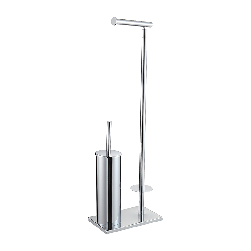 Floor-Standing Toilet Brush and Paper Roll Towel Holder Stainless Steel Tissue Holder