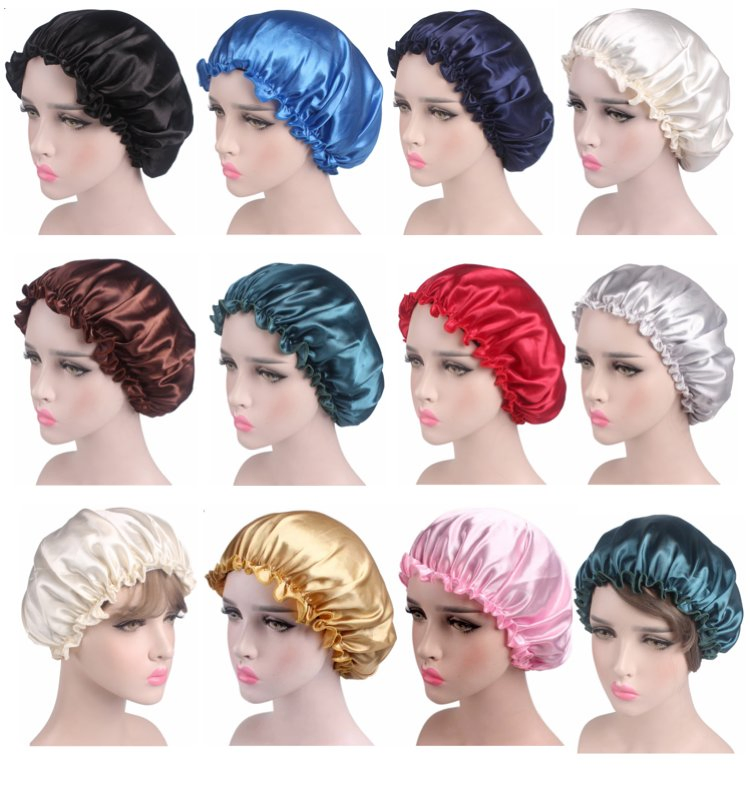 Шелковая шапочка для сна с логотипом и косой