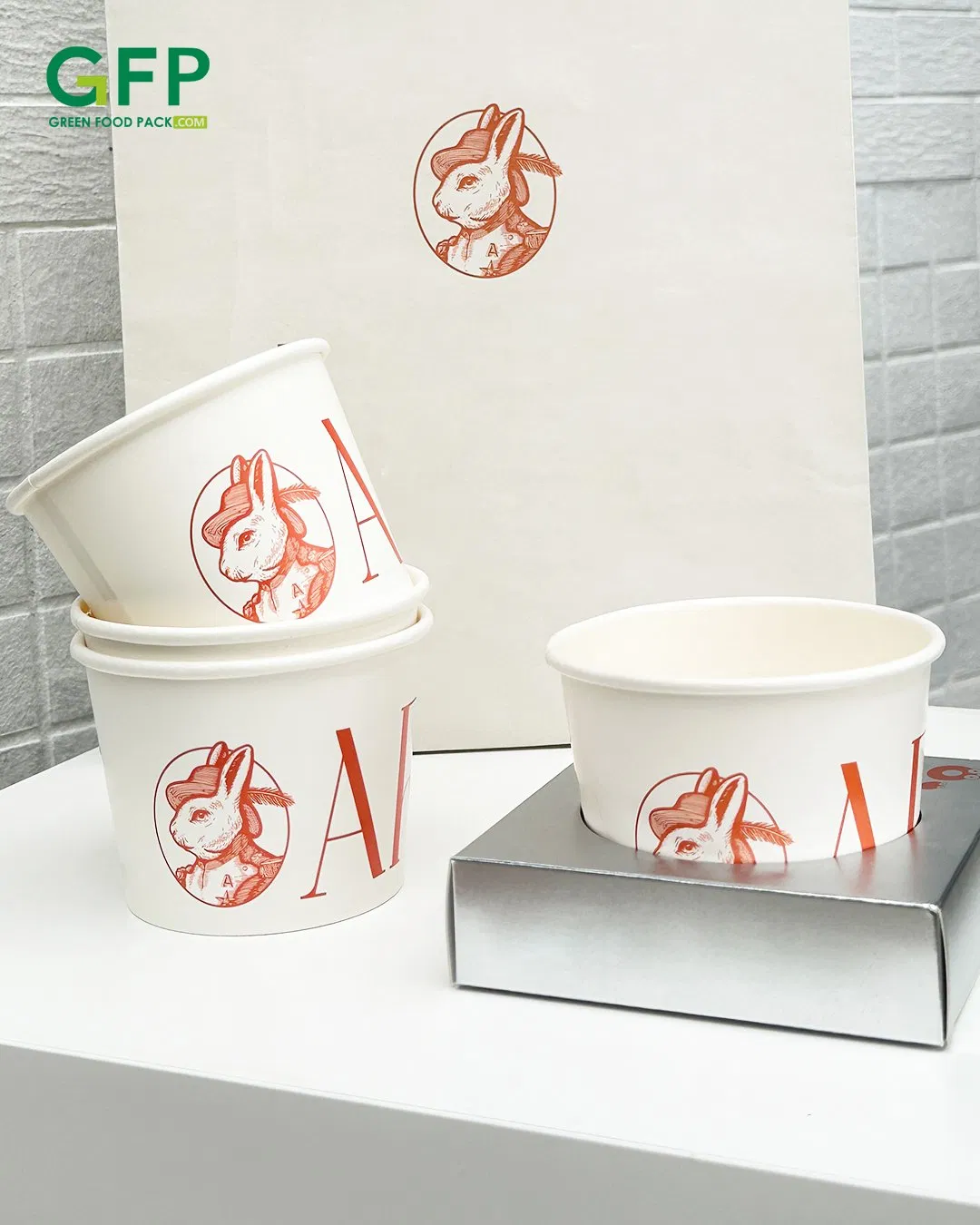 3oz 5oz 8oz Print Logo Disposable Paper Cup & Mug for Ice Cream