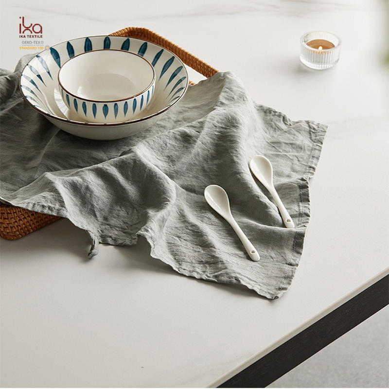 Colorful Washable Rustic Cloth Dining Hesistant Custom Design Kitchen Table Personalized Cotton Linen Placemat with Hemstitch