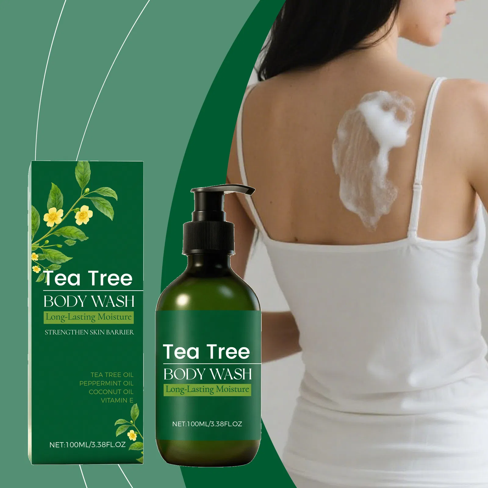 Floral Body Wash Body Cleanser Whitening Bath Body Wash Daily Use Fragrance Tea Tree Shower Gel
