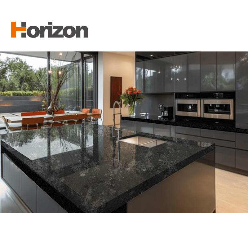 Green Color Marble Leather Finish Surface Artificial Quartz Stone Slab Matte Polished