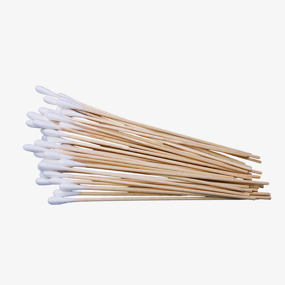 Cotton Bud Wrapped Bamboo Wooden Shaft Cotton Bud Swab