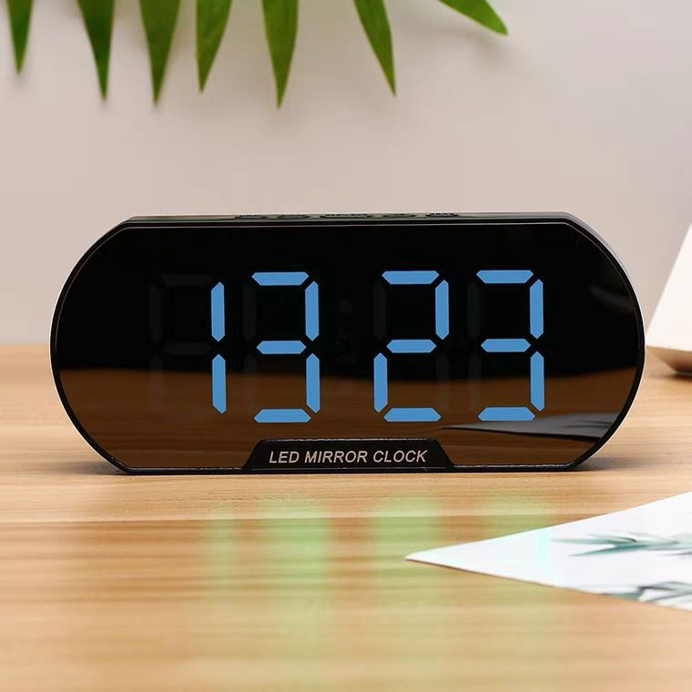 Logo Customized Brightness Adjustment Digital LED Mirror Alarm Clock