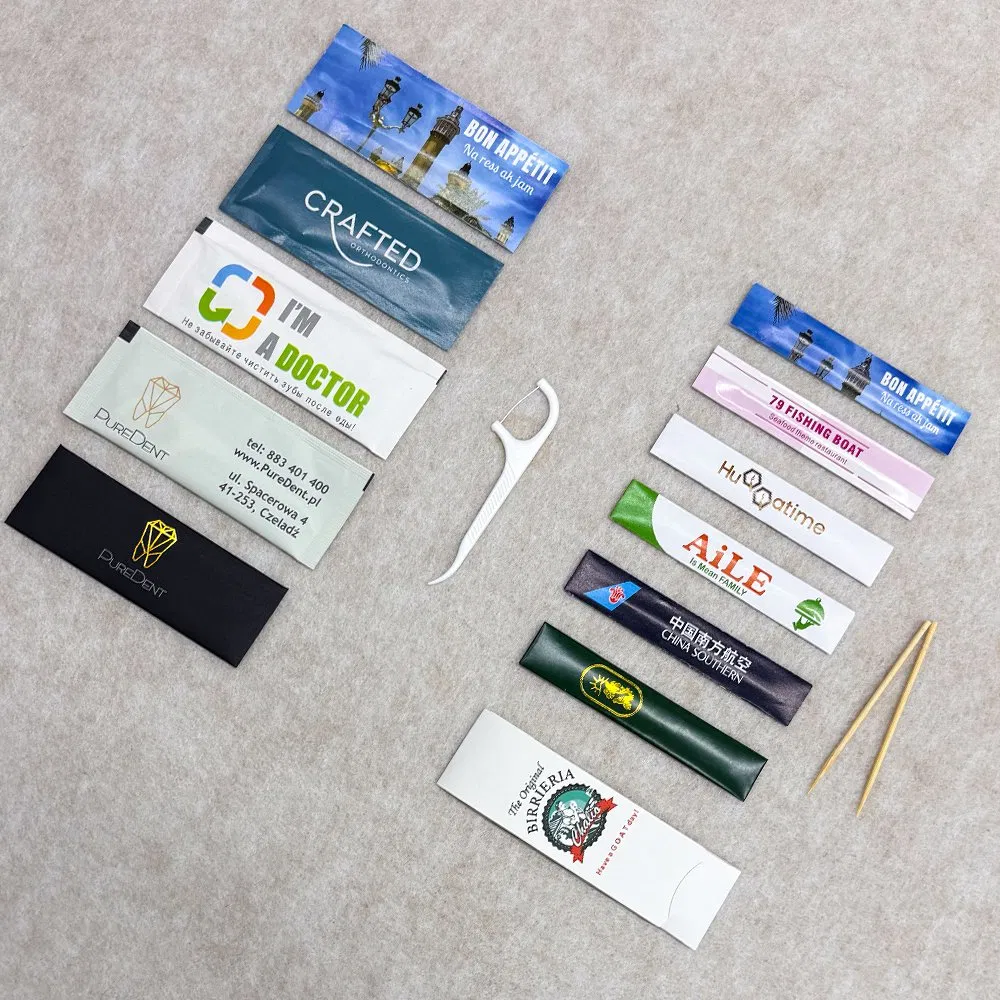 Custom Individuall Wrapped Toothpick Restaurant Advertisement Airline Single Packed Bamboo Wood Toothpick with Logo