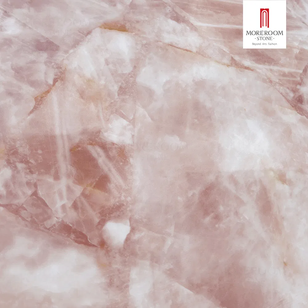 Porcelain Slab Pink Marble Effect for Romantic Style Bathroom and Bedroom Decoration