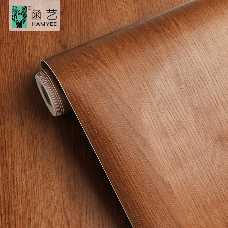 Self Adhesive Luxury Bedroom Wall Paper Offices Wood-Grain Wallpaper