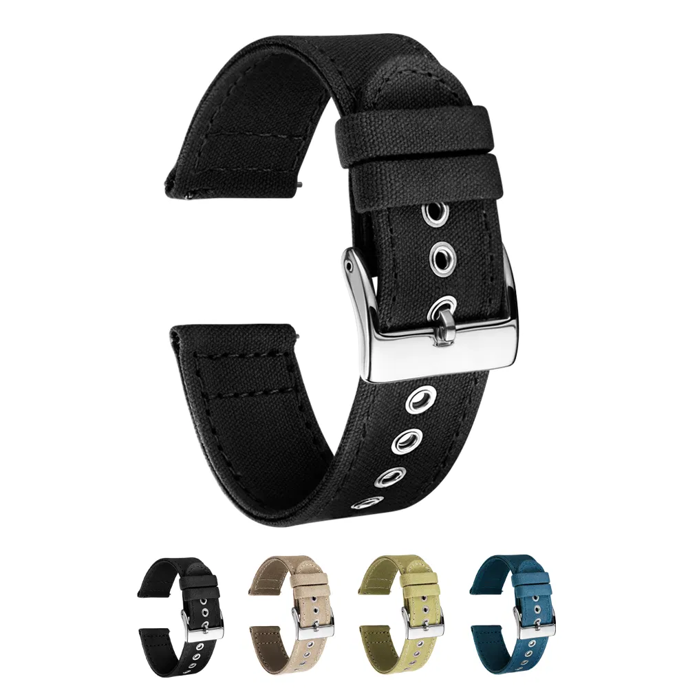 Stylish Canvas Watch Strap with Silver Buckle