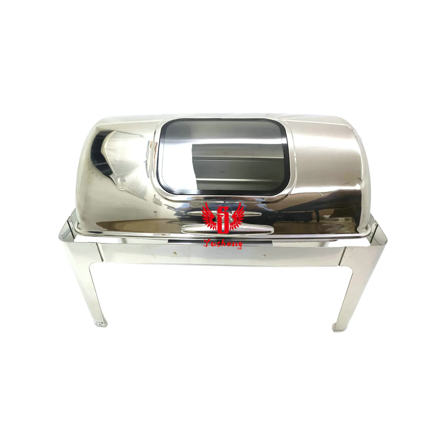 9L Visible Lid Rectangular Silver Color Steel Chafing Dish