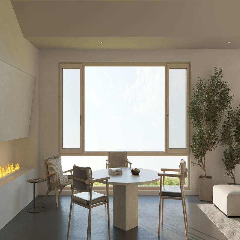 High-End Aluminum Cald Oak Frame Wooden Window with Double Tempered Glass